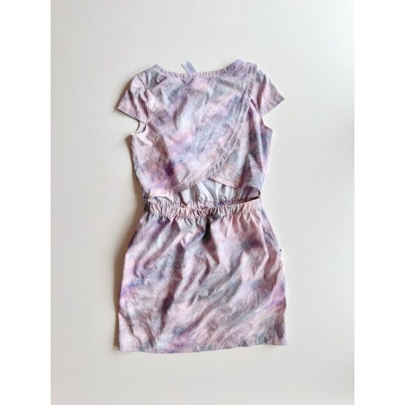 Girl's IVIVVA by LULULEMON Purple Pink Tie Dye Open Back Sporty Dress, Size 7 - Picture 6 of 12